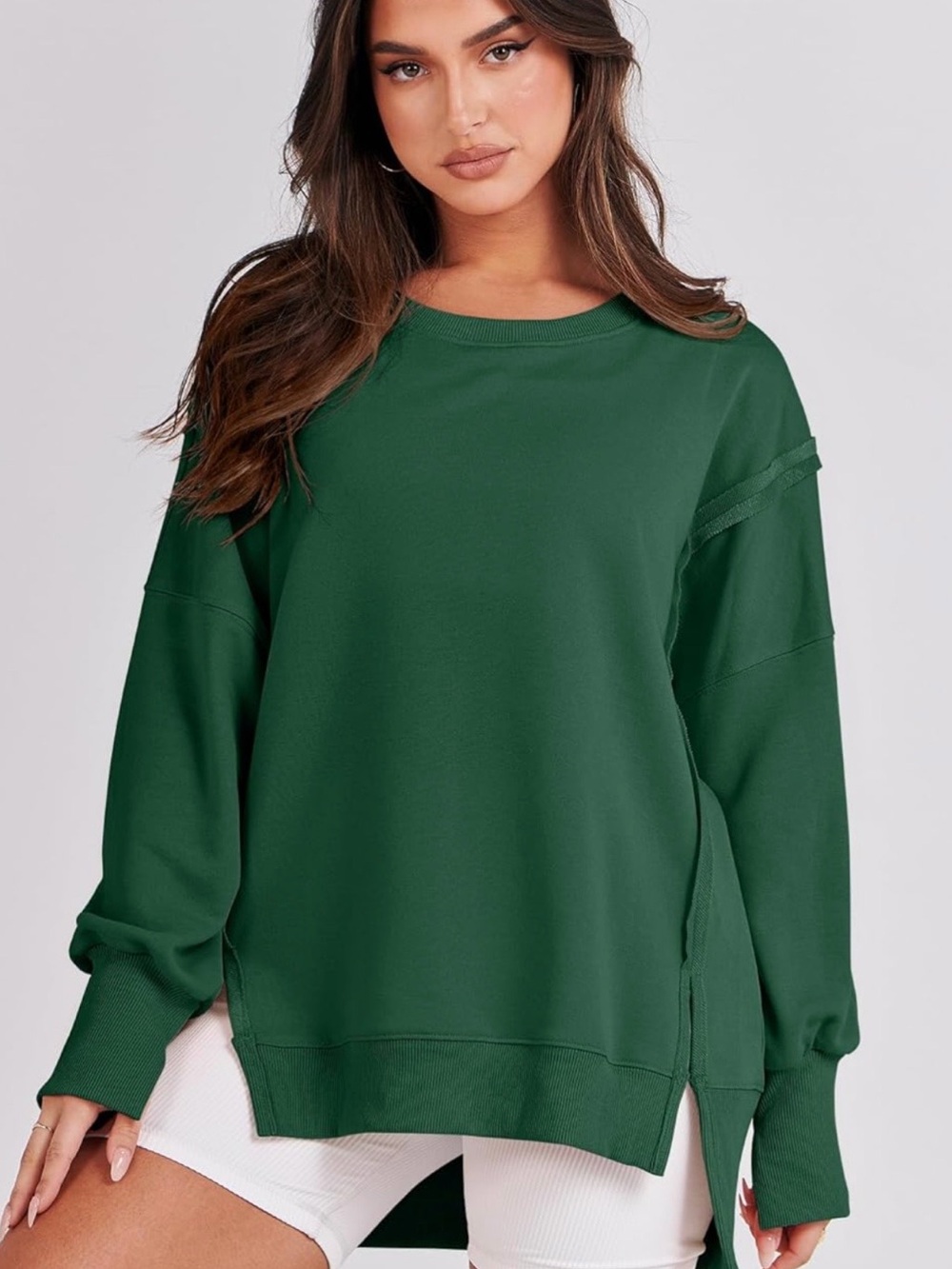 Everyday Crewneck Sweater in Deep Green size XL